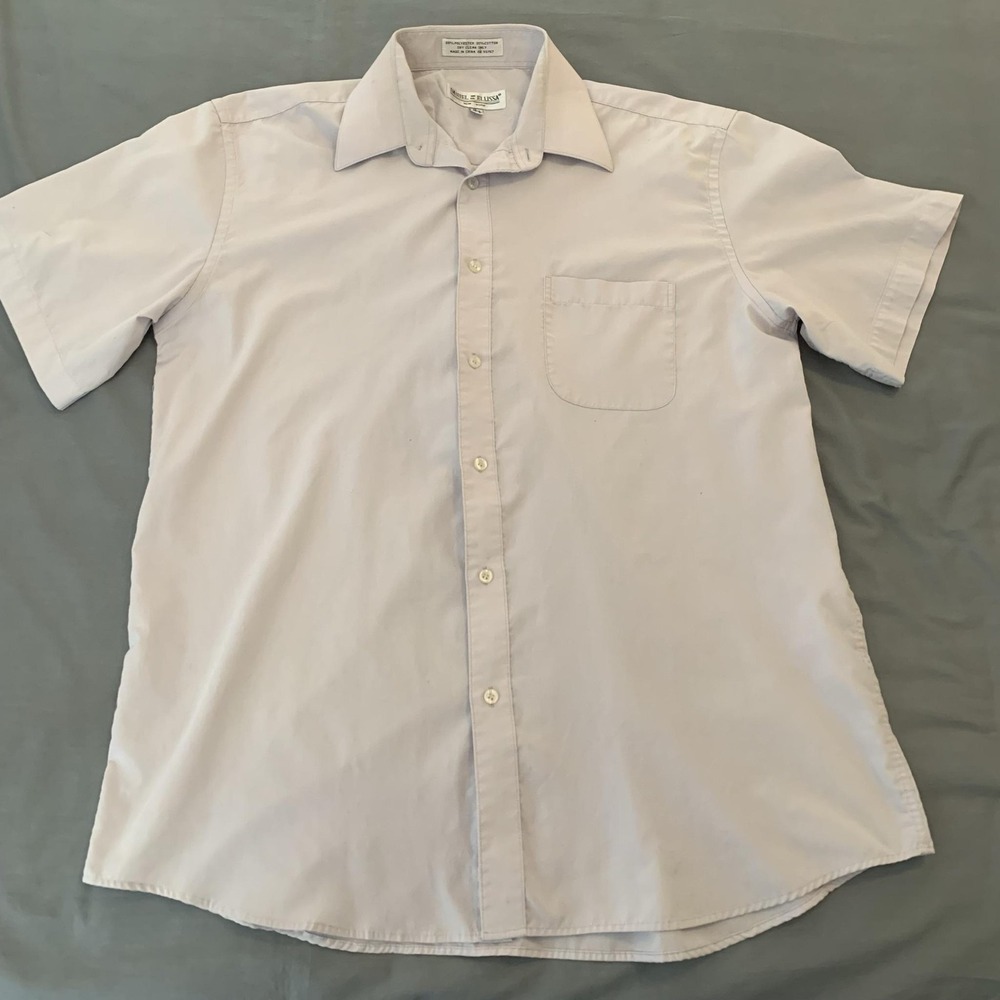 Daniel Ellissa Dress Shirt Mens 16.5 White Short Sleeve Button Front Casual